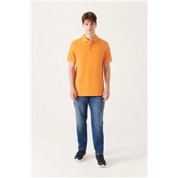 Avva Erkek Turuncu %100 Pamuk Serin Tutan Standart Fit Normal Kesim Polo Yaka T-shirt E001004