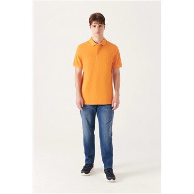 Avva Erkek Turuncu %100 Pamuk Serin Tutan Standart Fit Normal Kesim Polo Yaka T-shirt E001004