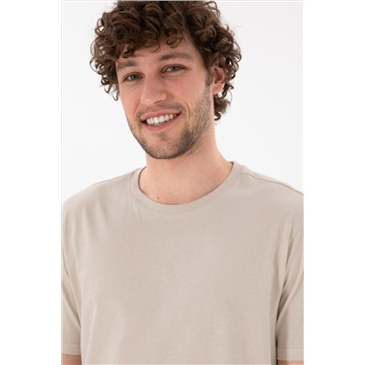 Erkek Regular Fit Bisiklet Yaka Taş Basic Tişört