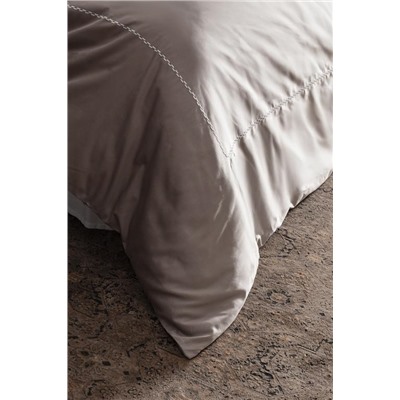 Laila King Size %100 Pamuk Nakışlı Saten Nevresim Takımı - Vizon