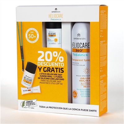 Heliocare 360 Pediatrics PACK Spray y Stick 20% Descuento con funda de Regalo