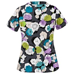 UA Beautiful Bloom Pewter Print Scrub Top