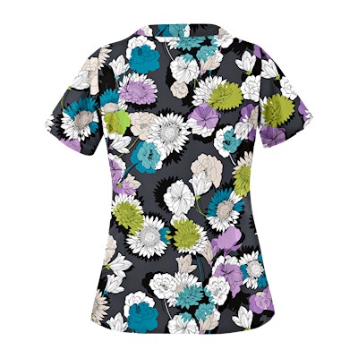 UA Beautiful Bloom Pewter Print Scrub Top