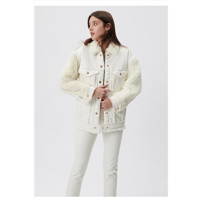 MaviDestiny Sherpa Beyaz Gold Icon Jean Ceket 110555-80665
