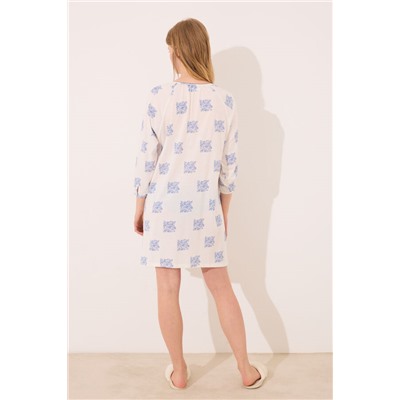 Camisón corto "maternity" blanco estampado boho