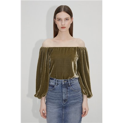 Blusa de terciopelo Caqui