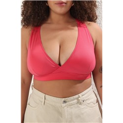 Fuşya Kruvaze Yaka Büyük Beden Bikini Üstü TBBSS25CT00011