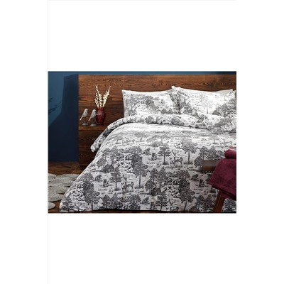 English Home Winter Forest Flanel Tek Kişilik Nevresim Takımı 160x220 Cm Gri 10030298-1