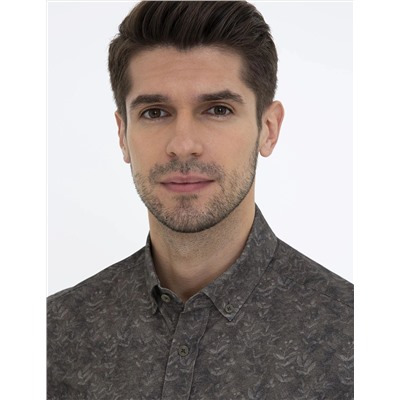 Haki Slim Fit Uzun Kollu Gömlek