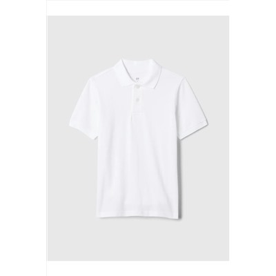 GAP, Erkek Çocuk Beyaz Gap Logo Piqué Polo Yaka T-Shirt