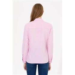 Kadın Açık Pembe Uzun Kollu Basic Gömlek