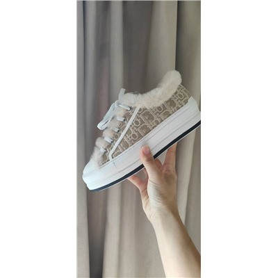 Женские кеды Dio*r Walk’*n на толстой подошве с мехом внутри