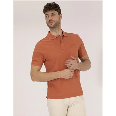 Kahverengi Regular Fit Polo Yaka Basic Tişört