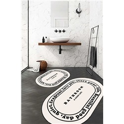 eco concept Kaymaz Taban, Banyo,paspası, Bathroom Yazılı, Estetik, Oval, 2'li Klozet Takımı bath09pt