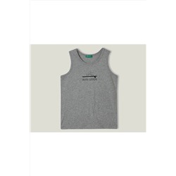 United Colors of BenettonErkek Çocuk Gri Melanj Slogan Yazı Baskılı Atlet