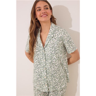Pijama camisero largo 100% algodón flores