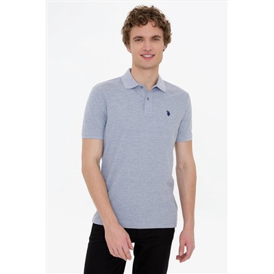 Erkek Gri Melanj Basic Polo Yaka Tişört