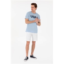 Erkek Regular Fit Bisiklet Yaka Açık Mavi Basic Tişört