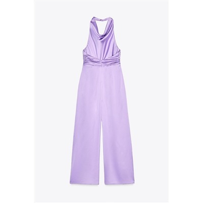 SATIN HALTER NECK JUMPSUIT