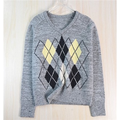 Свитер из шерстяной смеси с цветочным узором и ромбовидными полосками MO&C*o ОРИГИНАЛ!