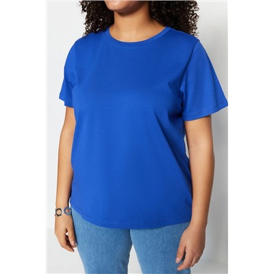Saks Regular Fit Basic Bisiklet Yaka %100 Pamuk Örme Büyük Beden T-Shirt TBBSS22TS0733