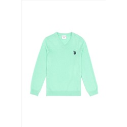 Erkek Çocuk Mint Basic V Yaka Kazak