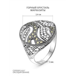 Кольцо из чернёного серебра с горным хрусталём и марказитами 925 пробы MR01534W-CR-V2