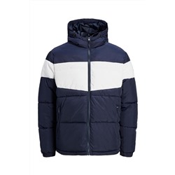 Anorak con capucha Azul marino y blanco