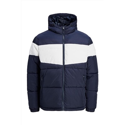 Anorak con capucha Azul marino y blanco