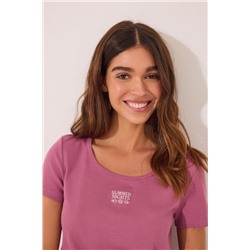 Pijama largo manga corta algodón rosa