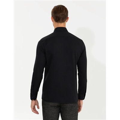 Siyah Slim Fit Uzun Kollu Gömlek