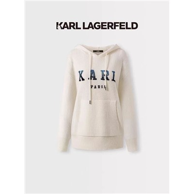 Женский вязаный пуловер с капюшоном из смесовой шерсти Kar*l Lagerfel*d