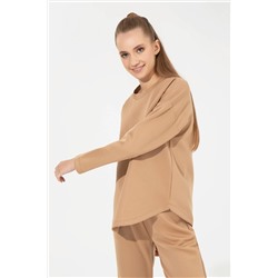 Kadın Camel Bisiklet Yaka Sweatshirt