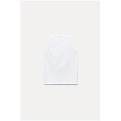 COTTON TOP WITH FAUX PEARLS