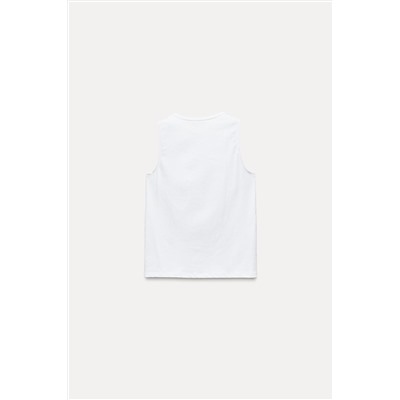 COTTON TOP WITH FAUX PEARLS