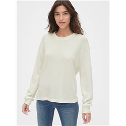 Slouchy Waffle Stitch Crewneck Sweater