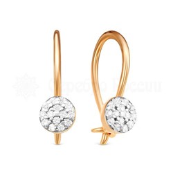 Серьги детские из золочёного серебра с фианитами 925 пробы п8-488-1з200
