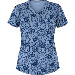 Advantage STRETCH by Butter-Soft™ Floral Conversation Navy Stretch Scrub Top