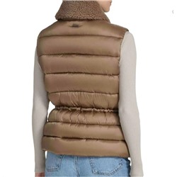 Andrew Marc Faux-Shearling Double-Breasted Puffer Vest