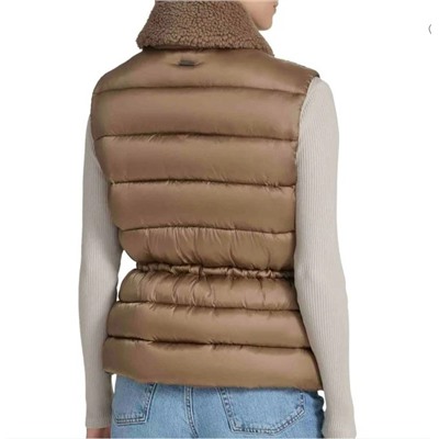 Andrew Marc Faux-Shearling Double-Breasted Puffer Vest