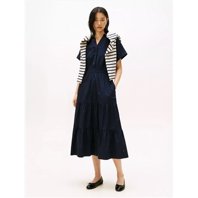 Poplin Tiered Midi Dress