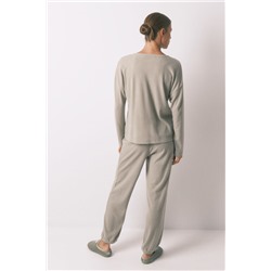Pijama largo textura waffle verde