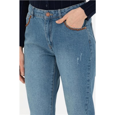 Kadın Koyu Mavi Jean Pantolon