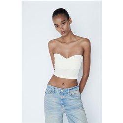 PLEATED STRAPLESS CROP TOP