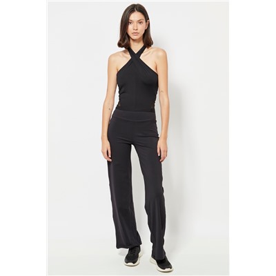 Pantalón regular fit cintura alta - Negro