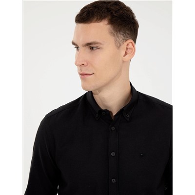 Siyah Slim Fit Oxford Gömlek