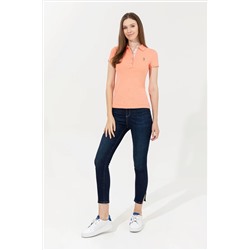 Kadın Somon Basic Polo Yaka Tişört