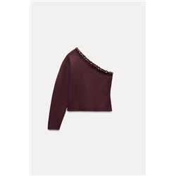 ASYMMETRIC BOBBLE KNIT SWEATER