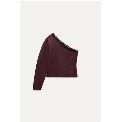 ASYMMETRIC BOBBLE KNIT SWEATER