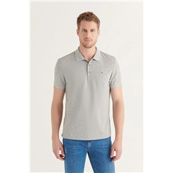Avva Erkek Gri %100 Pamuk Nefes Alan Standart Fit Normal Kesim Polo Yaka T-shirt E001004